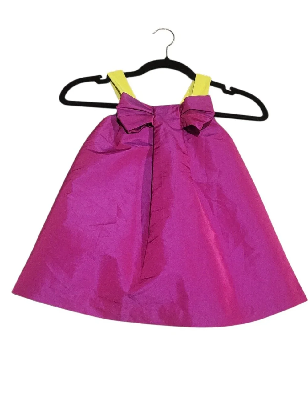 Jacadi Paris purple dress with lime green straps and bow detail, size 3 years.